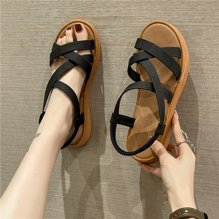Damen Bequeme Sandalen mit elastischem Fersenriemen