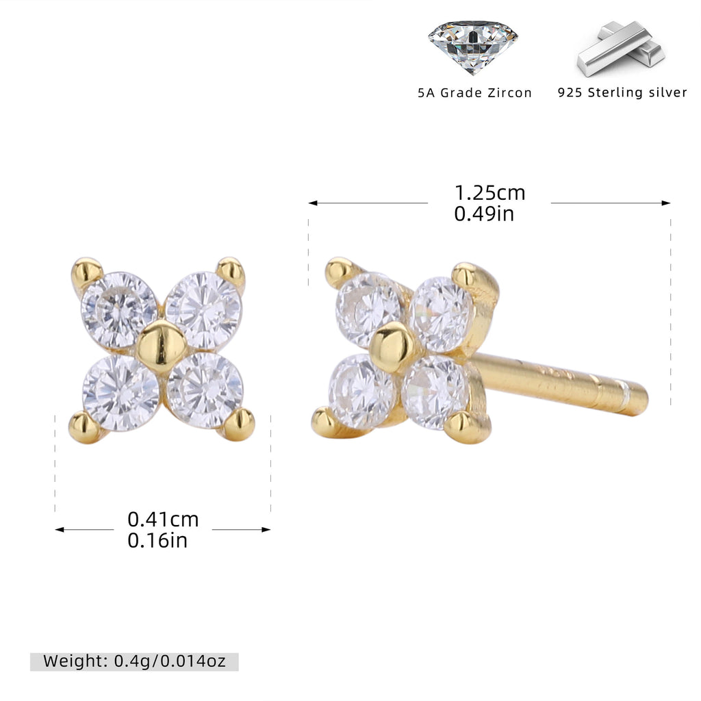 Damen Ohrstecker mit funkelnden 5A Zirkonen in klassischem Blumen-Design Shop Nory