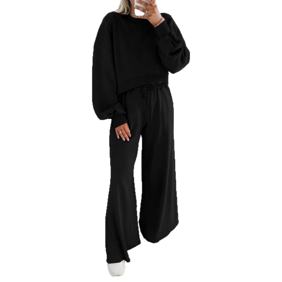 Damen Kurzpullover- und Palazzohose Lounge-Set mit Ballonärmeln Shop Nory