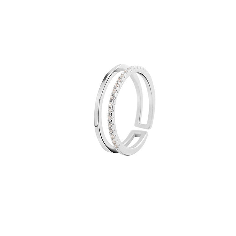 Damen offener Silberring mit elegantem Zirkonia-Besatz Shop Nory