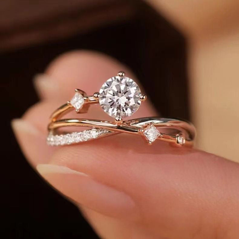Damen eleganter Ring mit filigraner Zirkonia-Verzierung und modernem Design Shop Nory
