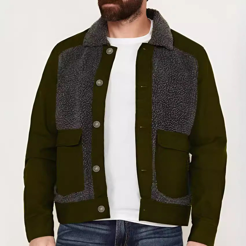Herren Overshirt-Jacke mit Teddyfutter, aufgesetzten Pattentaschen und Knopfleiste Shop Nory