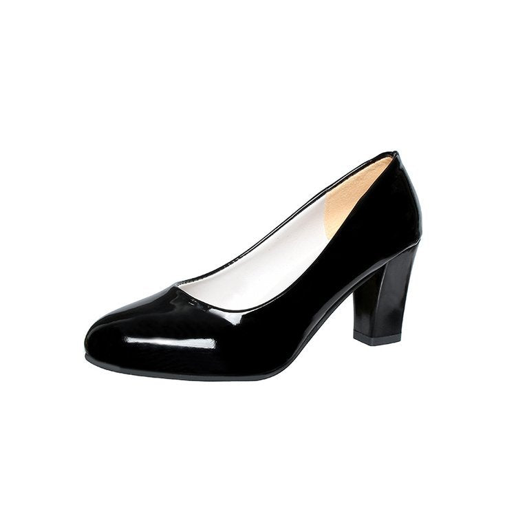 Damen klassische Pumps mit elegantem Glanz und bequemen Blockabsatz Shopnory