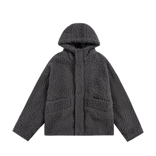 Damen Oversize Sherpa‑Kapuzenjacke mit verdeckter Frontblende und aufgesetzten Taschen Shop Nory