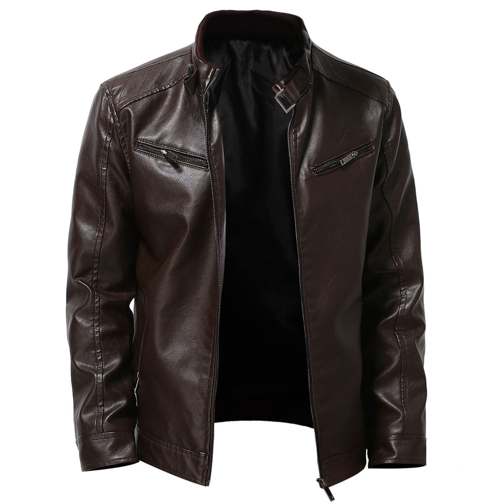 Herren stylische Kunstleder-Motorradjacke im Biker-Stil