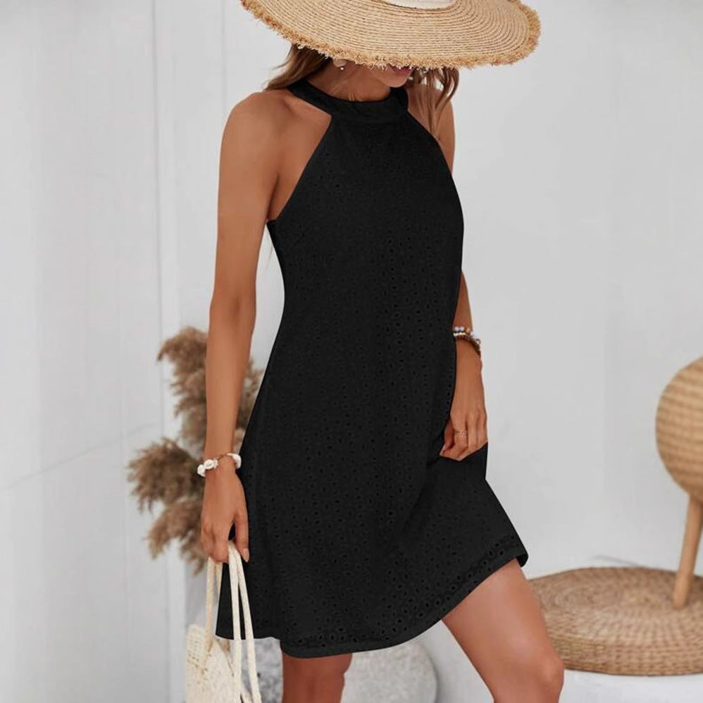 Damen Sommerkleid mit luftigem Schnitt und dekorativem Lochmuster