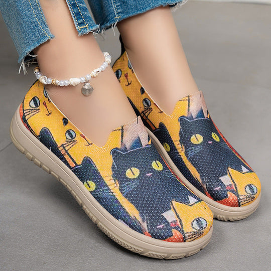 Damen Bunte Slip-On Freizeitschuhe mit Komfort-Einschub