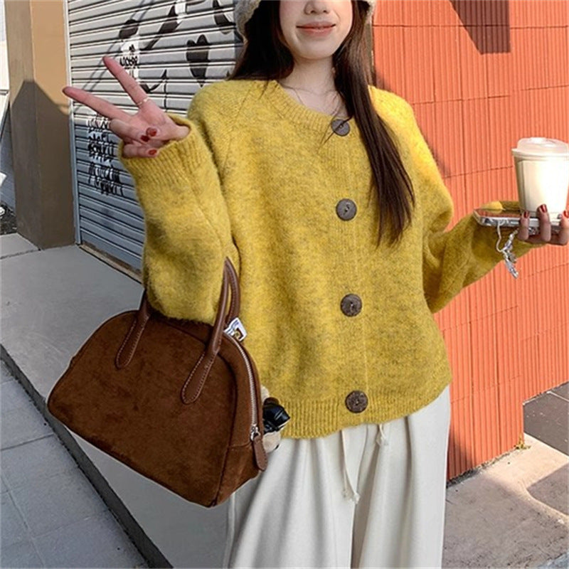 Damen Modische Strickjacke mit Knöpfen Shop Nory