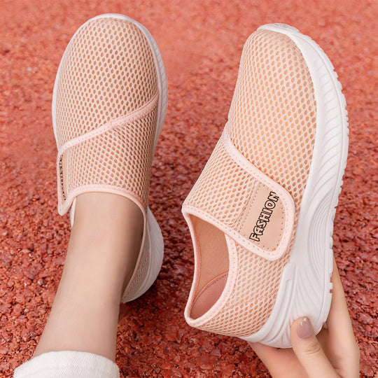 Damen Atmungsaktive Slip-On Mesh-Sneaker mit Klettverschluss Shop Nory