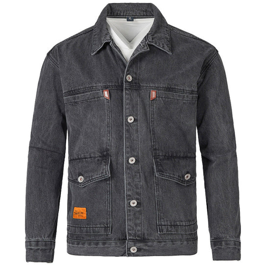Herren Jeansjacke im modernen Slim-Fit Design mit praktischen Taschen und robusten Nieten