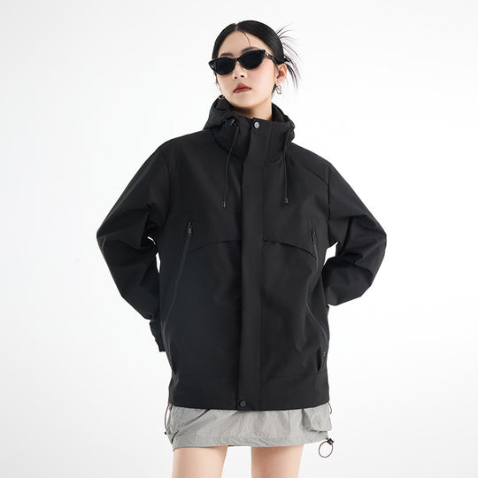 Damen technische wasserdichte Oversize-Parka mit Kapuze und verdeckten Reißverschlusstaschen Shop Nory