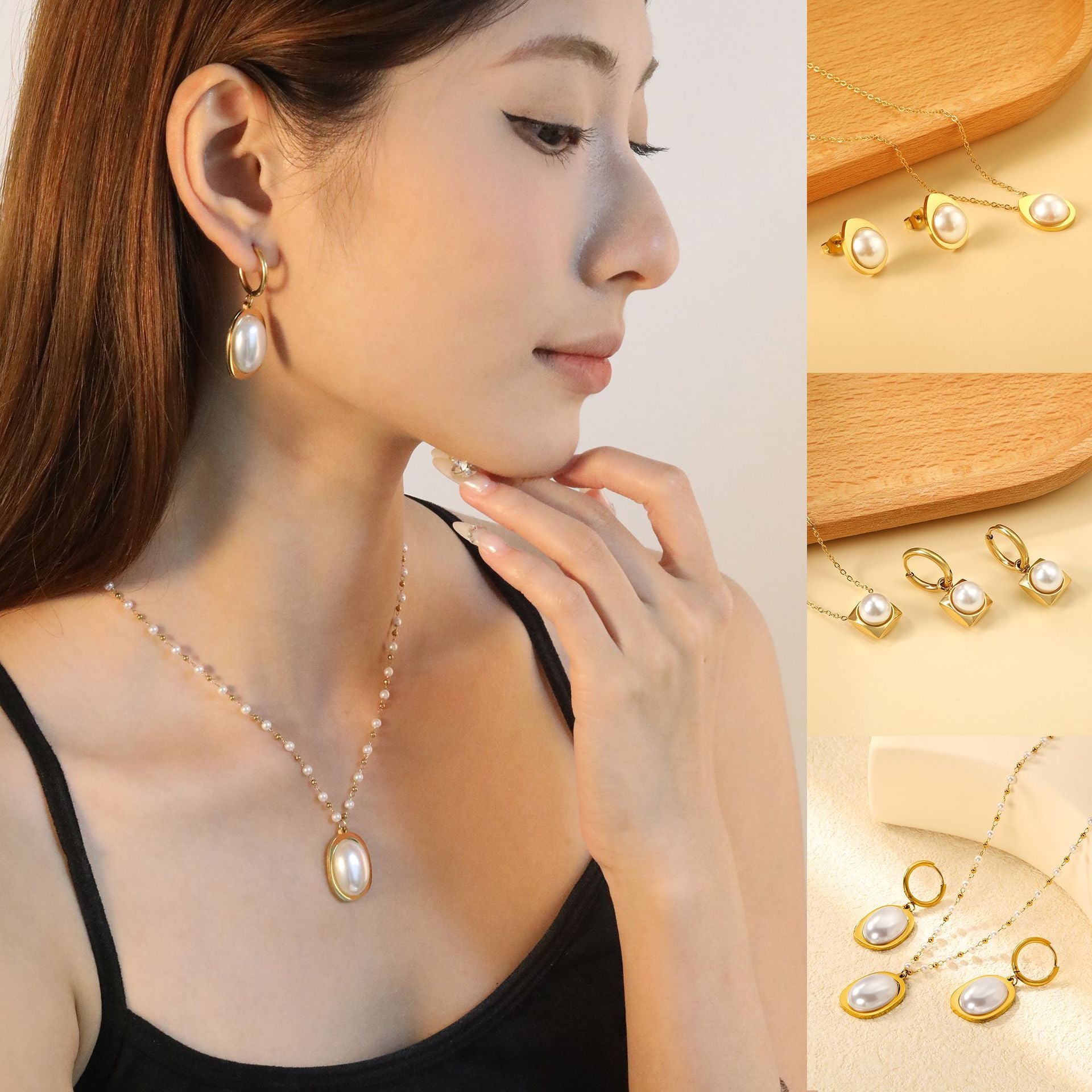 Damen Schmuckset mit Kruzifix-Anhänger und passenden Ohrringen Shop Nory