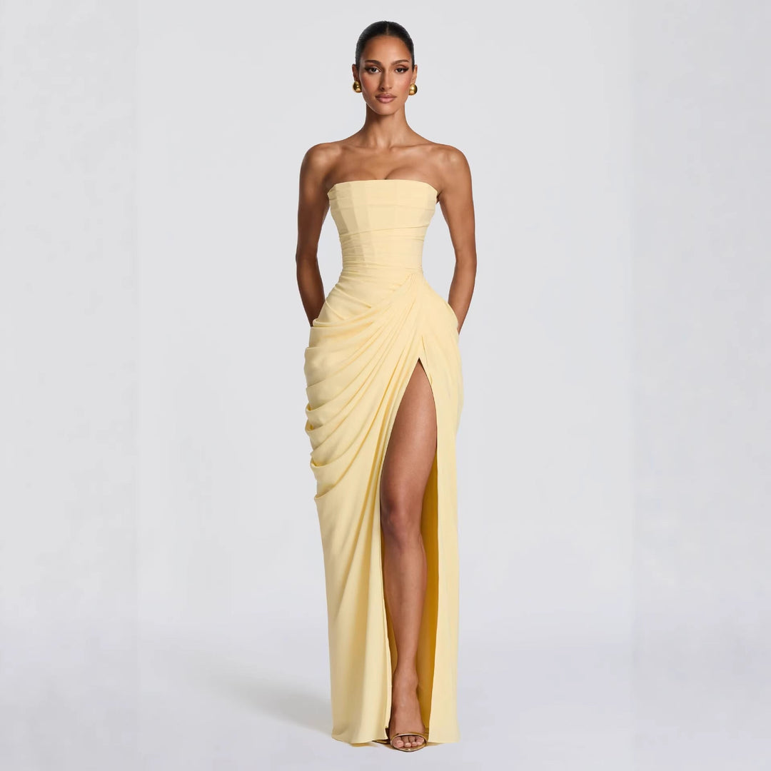 Damen Elegantes Abendkleid mit Off-Shoulder-Design und Fließendem Cape