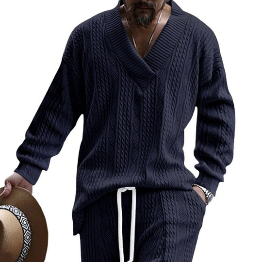 Herren Oversize-Zopfmuster-Pullover mit tiefem V-Ausschnitt Shop Nory