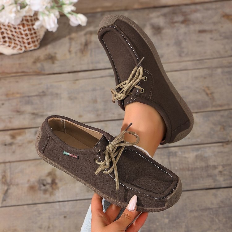 Damen Canvas-Mokassin-Slipper mit Schnürung und gepolsterter Komfortsohle Shop Nory