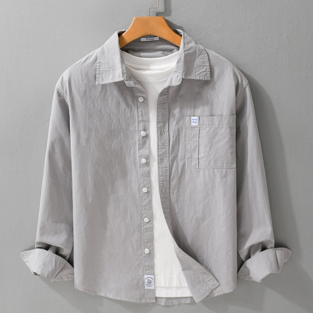 Herren Baumwoll-Overshirt im Layering‑Look mit Kentkragen und aufgesetzter Brusttasche Shop Nory