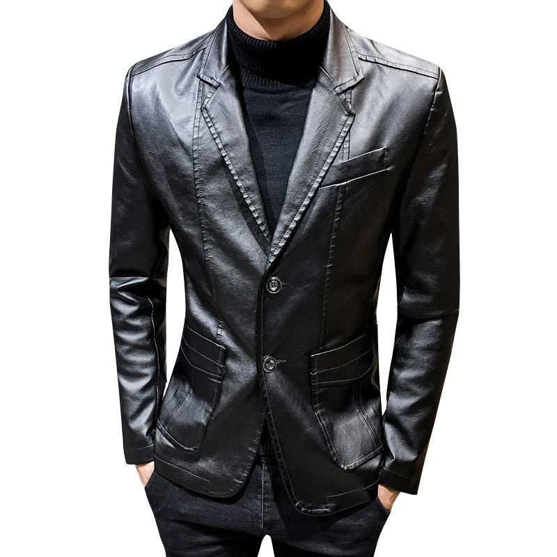 Herren Lederblazer im Slim-Fit mit Reverskragen und Zwei-Knopf-Front Shop Nory