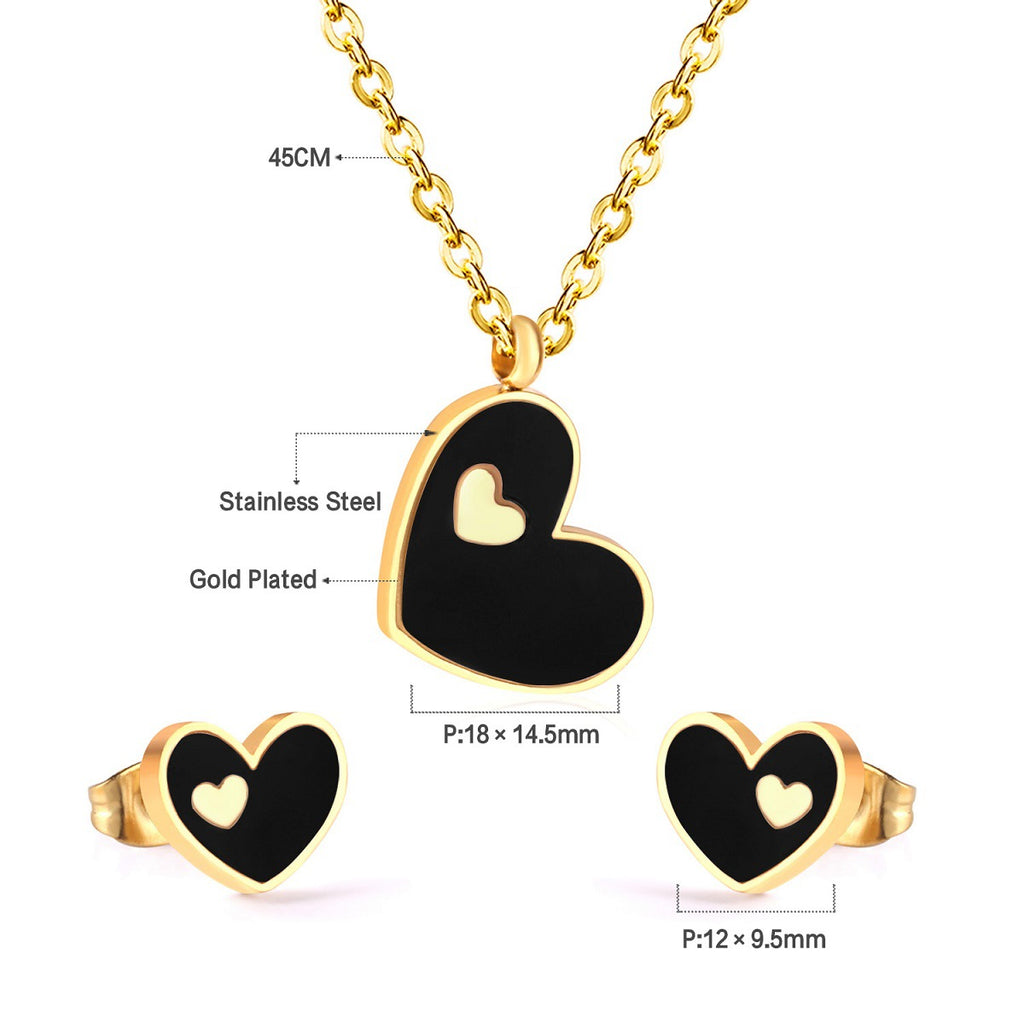 Damen Schmuckset mit rotem Herzanhänger und passenden Ohrsteckern Shop Nory