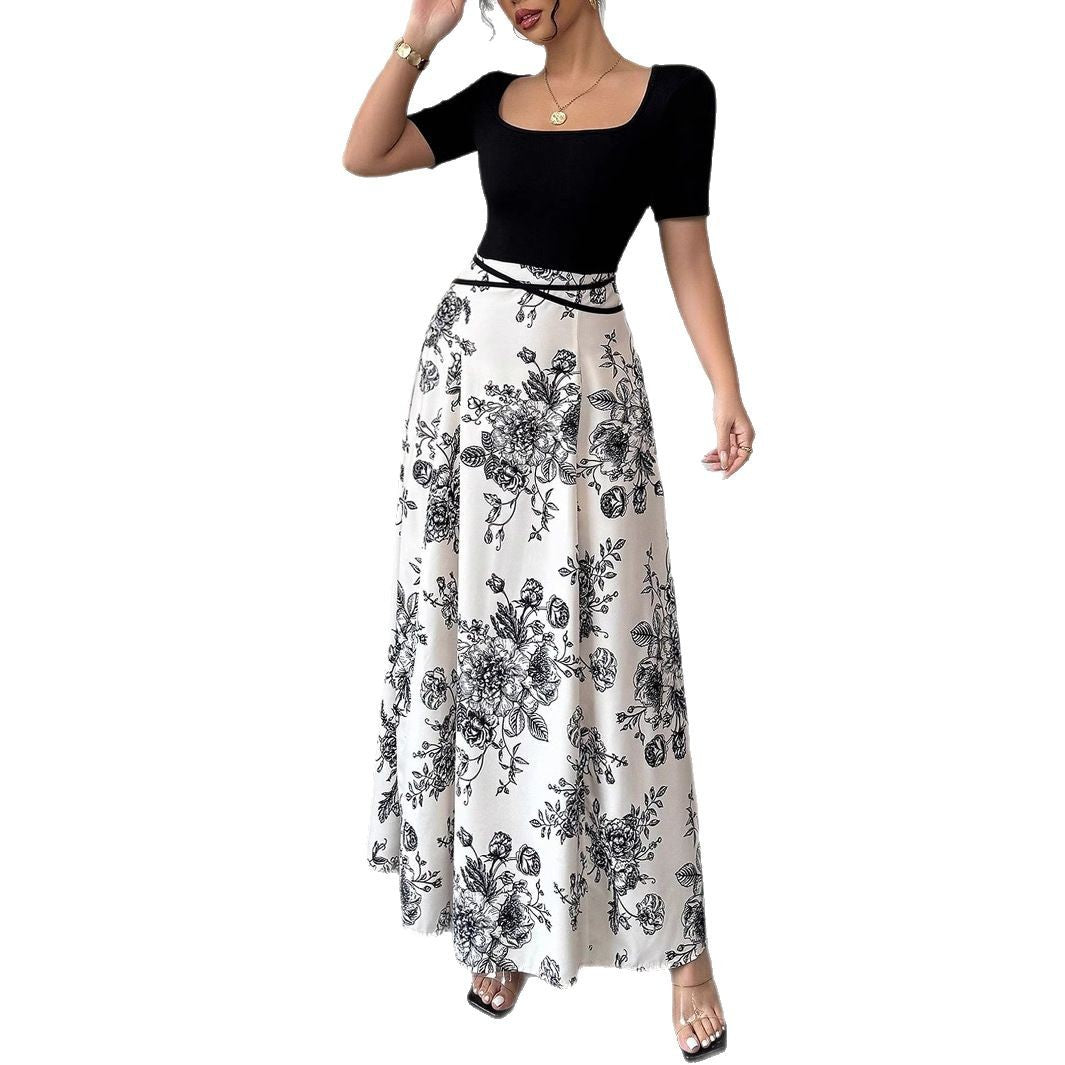 Damen Hochtaillierter Maxirock mit floralem Print und ausgestelltem Schnitt Shop Nory