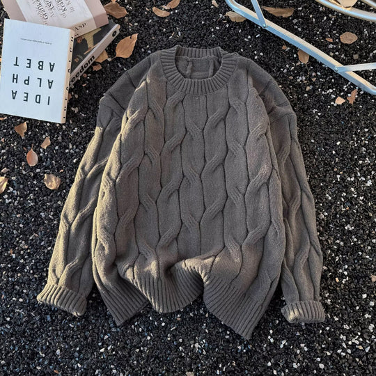 Damen Grobgestrickter Oversize-Zopfmuster-Strickpullover mit verkürztem Saum Shop Nory