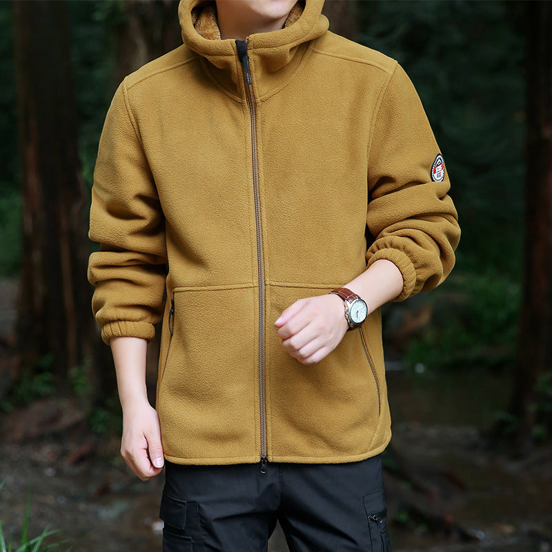 Herren Fleece-Kapuzenjacke für Outdoor mit Thermo-Futter, windabweisender Oberfläche und Reißverschlusstaschen Shop Nory