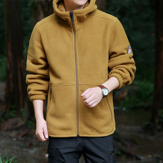 Herren Fleece-Kapuzenjacke für Outdoor mit Thermo-Futter, windabweisender Oberfläche und Reißverschlusstaschen Shop Nory