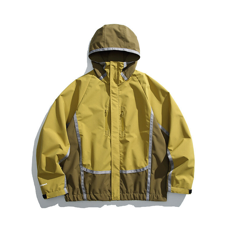 Unisex Wasserabweisende technische Kapuzenjacke mit Reflektorpaspeln und elastischem Saum Shop Nory