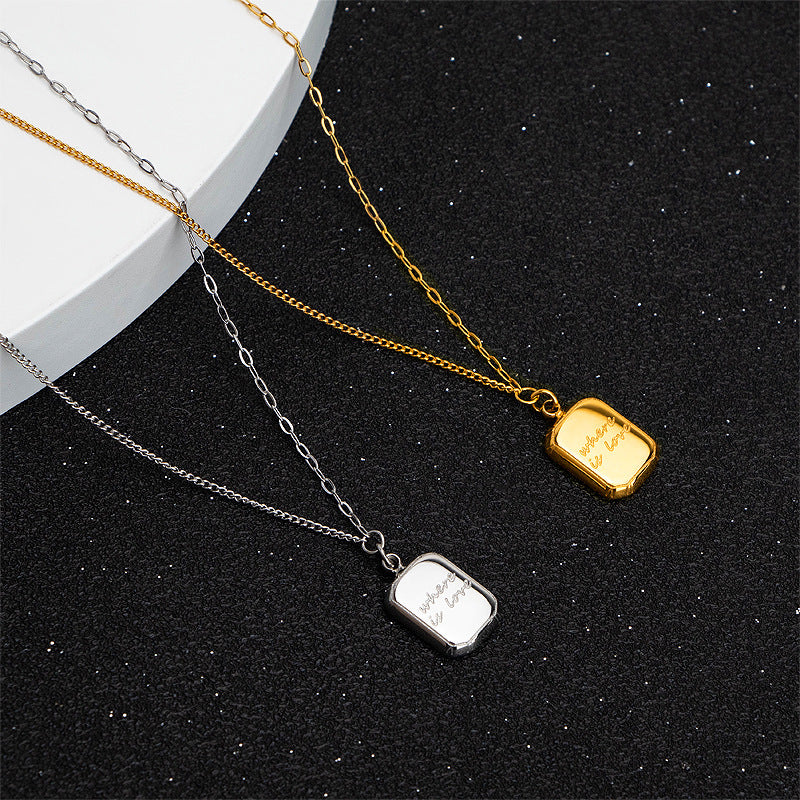 Damen Kette mit graviertem Medaillon und eleganter Gliederung Shop Nory