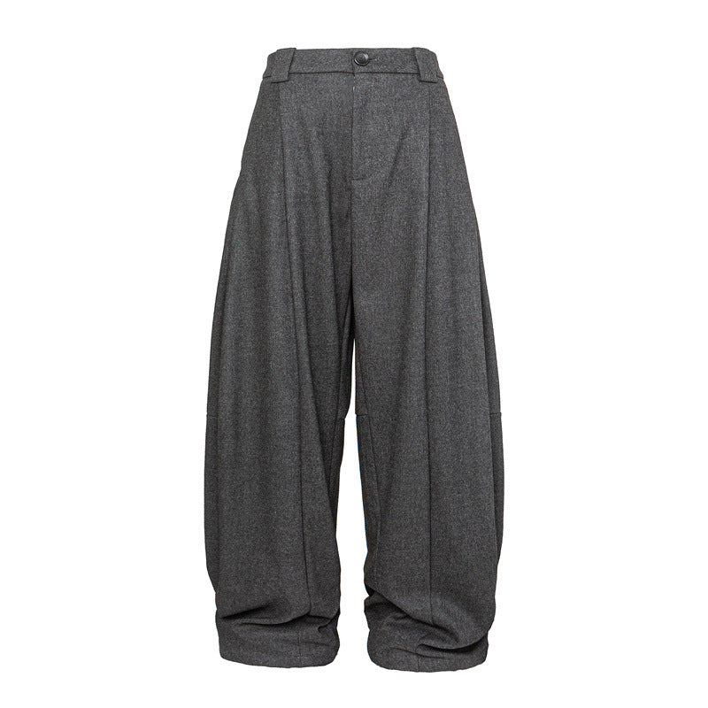 Damen Weite Bundfalten-Hose im Palazzo-Stil mit hoher Taille und Umschlagbund Shop Nory
