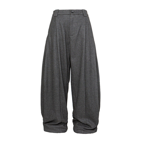 Damen Weite Bundfalten-Hose im Palazzo-Stil mit hoher Taille und Umschlagbund Shop Nory