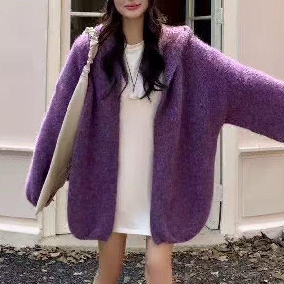 Damen Flauschige Übergröße Strickjacke Shop Nory
