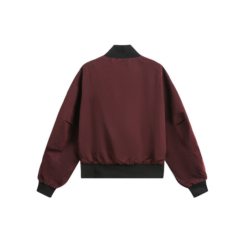 Unisex Kurz geschnittener Satin‑Bomber im Boxy‑Cut mit kontrastierendem Rippkragen und Ballonärmeln Shop Nory