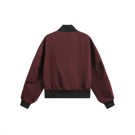 Unisex Kurz geschnittener Satin‑Bomber im Boxy‑Cut mit kontrastierendem Rippkragen und Ballonärmeln Shop Nory