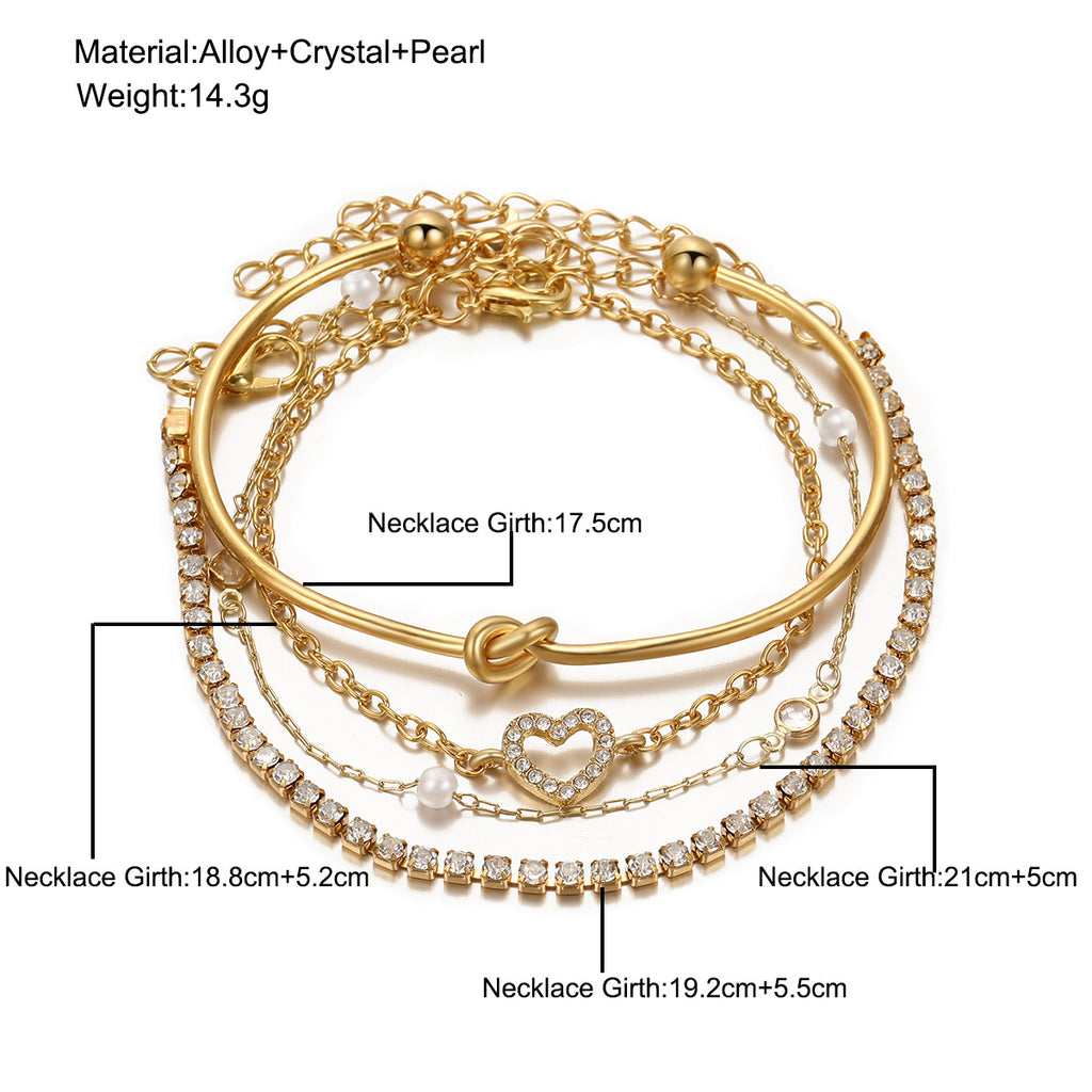 Damen Armband-Set mit funkelnden Kristallen und verspieltem Herzanhänger Shop Nory