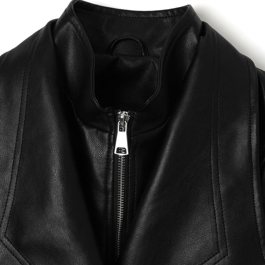 Damen Lederjacke mit weitem Schalkragen, geraffter Taillenpartie und Ballonärmeln Shop Nory