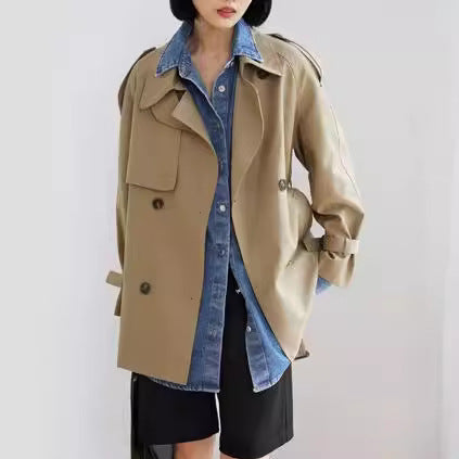 Damen Modische Trenchjacke mit doppeltem Knopfverschluss Shop Nory