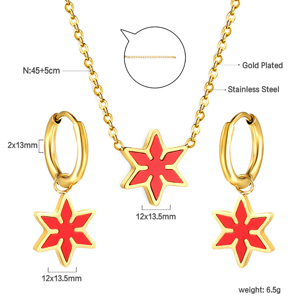 Damen Schmuckset mit funkelndem Blatt-Anhänger und eleganten Ohrsteckern Shop Nory