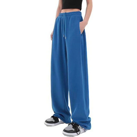 Damen nan lockerfallende Palazzohose aus Sweat mit hochgeschnittenem Komfortbund, Tunnelzug und seitlichen Eingrifftaschen Shop Nory
