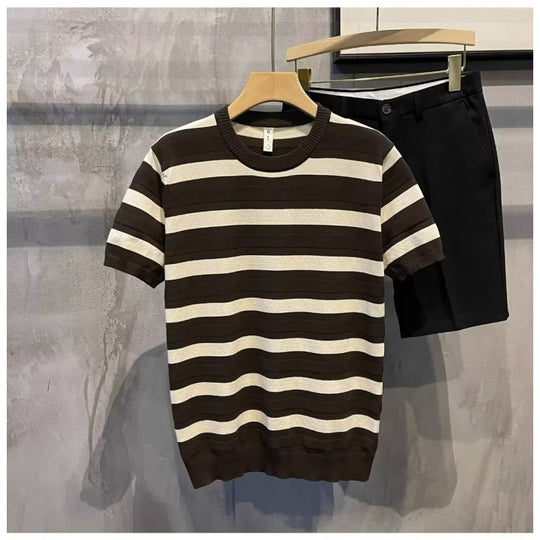 Herren Modisches Kurzarmstripet T-Shirt Shop Nory