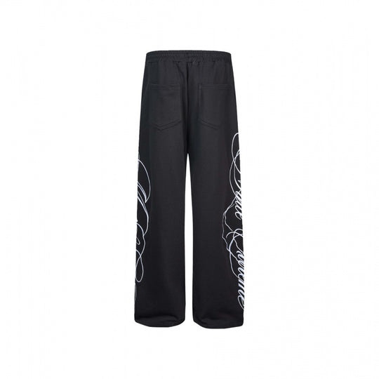 Damen Weite Jersey-Hose mit Kordelzug, seitlichem Line-Art Print und Relaxed-Fit Shop Nory