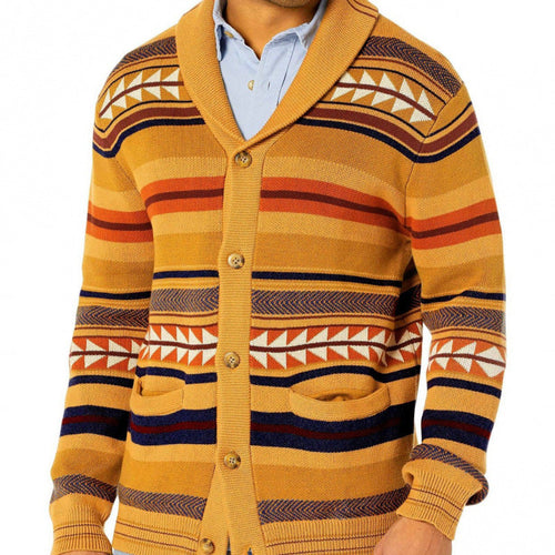 Herren Strickjacke mit geometrischem Muster und praktischen Taschen