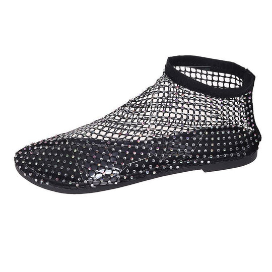 Damen Strick-Netz-Ballerinas mit Schmucksteinbesatz und sockenähnlichem Schaft Shop Nory