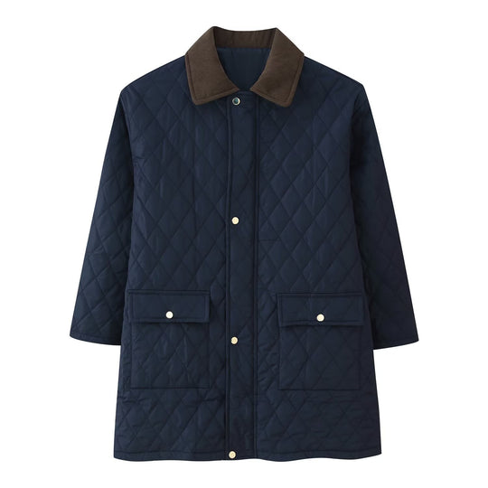 Damen Steppmantel mit Cordkragen, karierter Steppung und aufgesetzten Pattentaschen Shop Nory