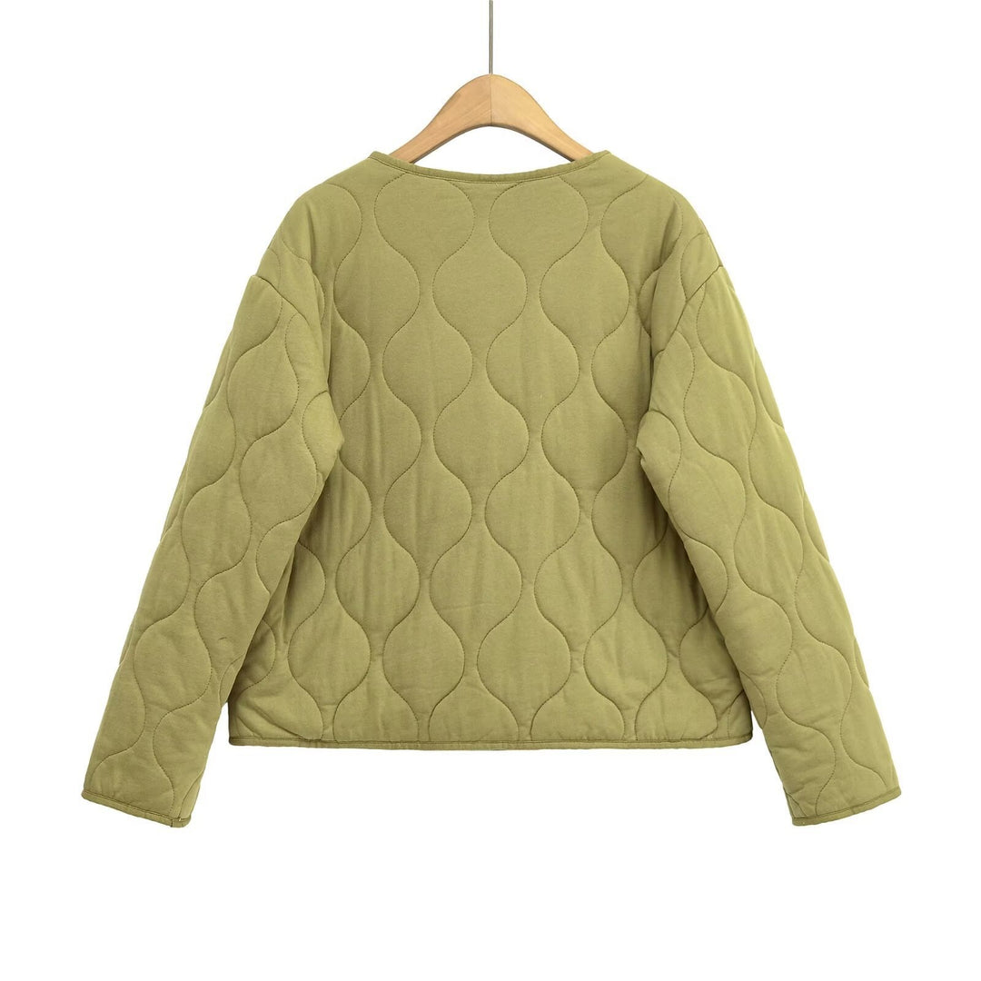 Damen Steppjacke ohne Kragen mit kastiger Silhouette und tonaler Wellensteppung Shop Nory