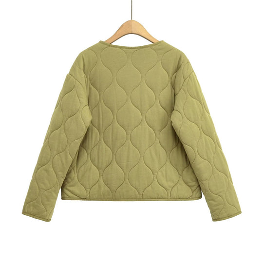 Damen Steppjacke ohne Kragen mit kastiger Silhouette und tonaler Wellensteppung Shop Nory