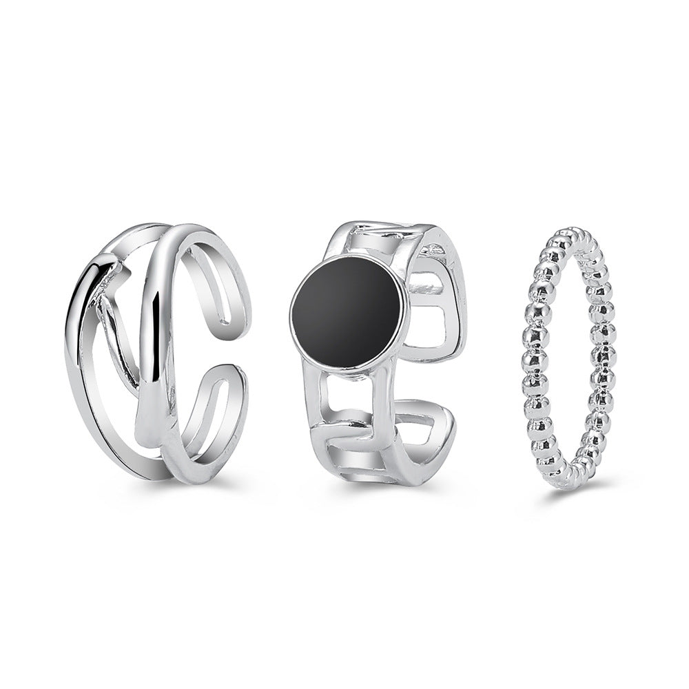 Damen Schmuckring-Set aus elegantem Silber mit künstlerischen Designs Shop Nory