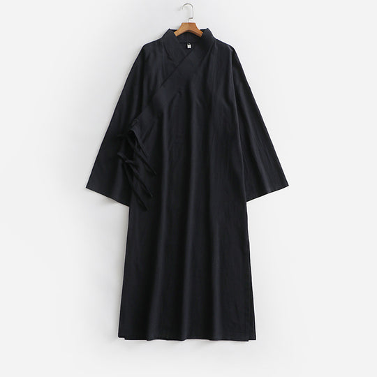 Damen Langes Wickelkleid im Kimono-Stil mit weitem Ärmel und seitlichen Bindebändern Shop Nory
