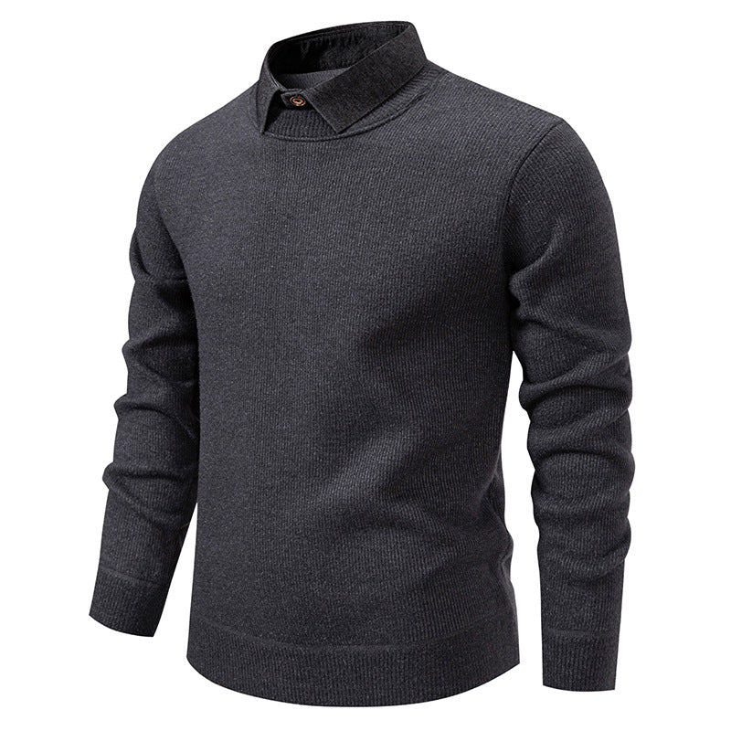 ShopNory | Herren Strickpullover mit Kontrastkragen