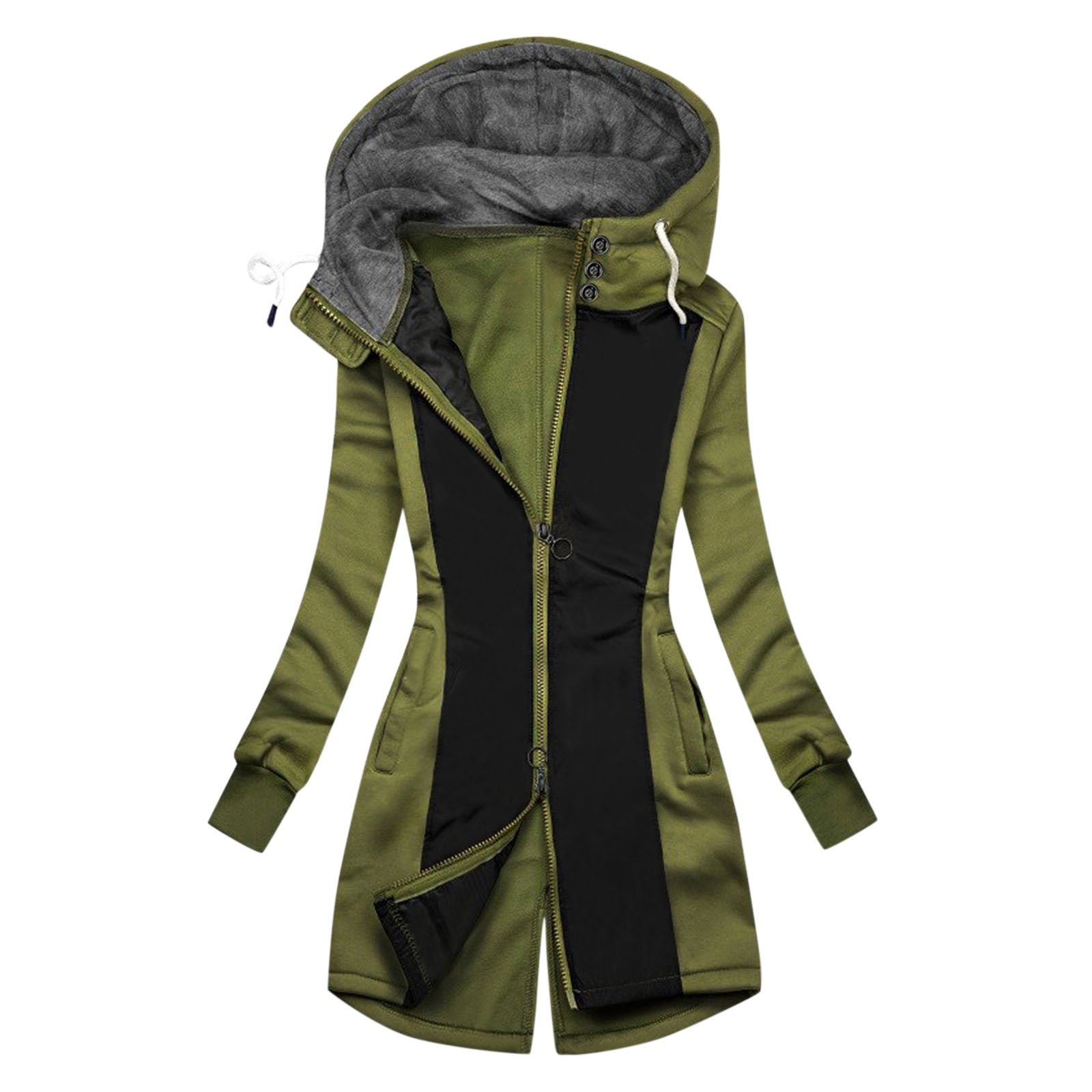 Damen sportliche Windbreaker-Jacke mit hohem Kragen und warmem Innenfutter Shopnory