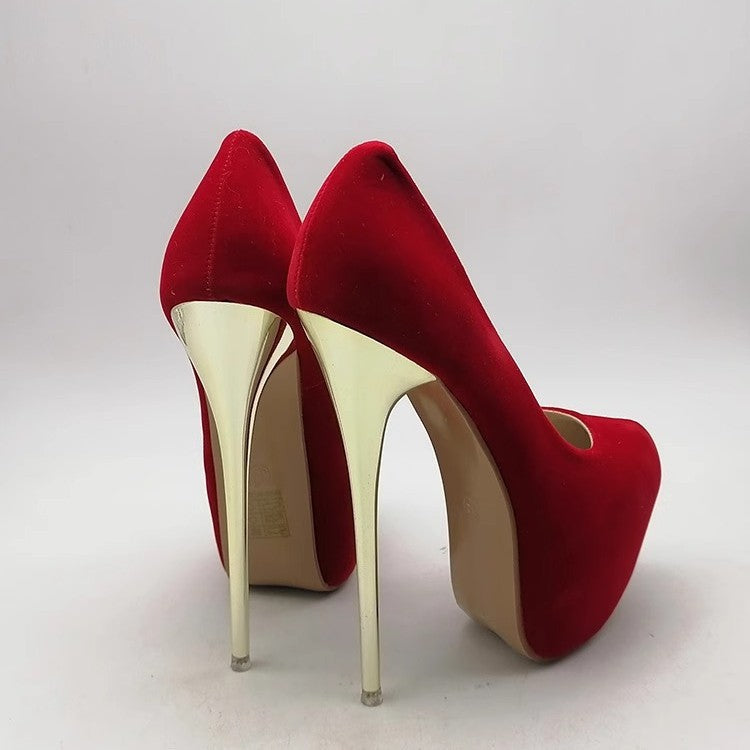 Damen elegante Stiletto-Pumps mit goldenen Akzenten
